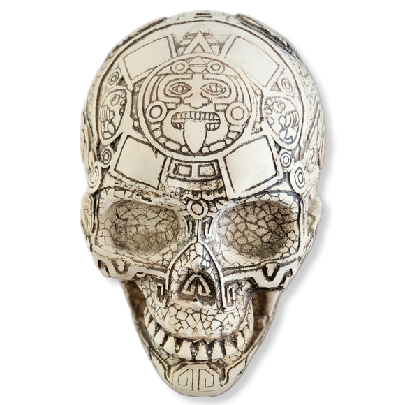 Mesoamerican Maya Aztec God's Skull Figurine 8" Long - Picture 7 of 13